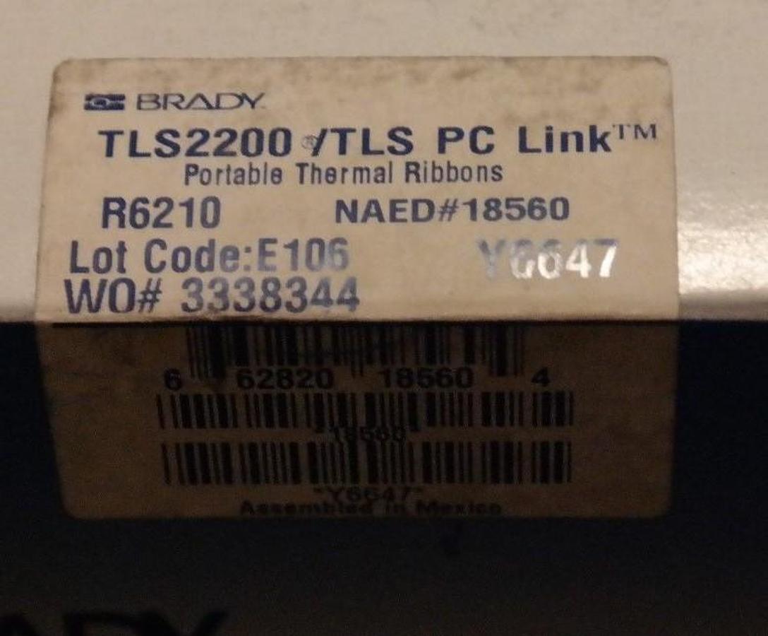 LOT OF 2 NEW BRADY TLS2200 / TLS PC LINK THERMAL PRINTER RIBBONS R6210, 18560