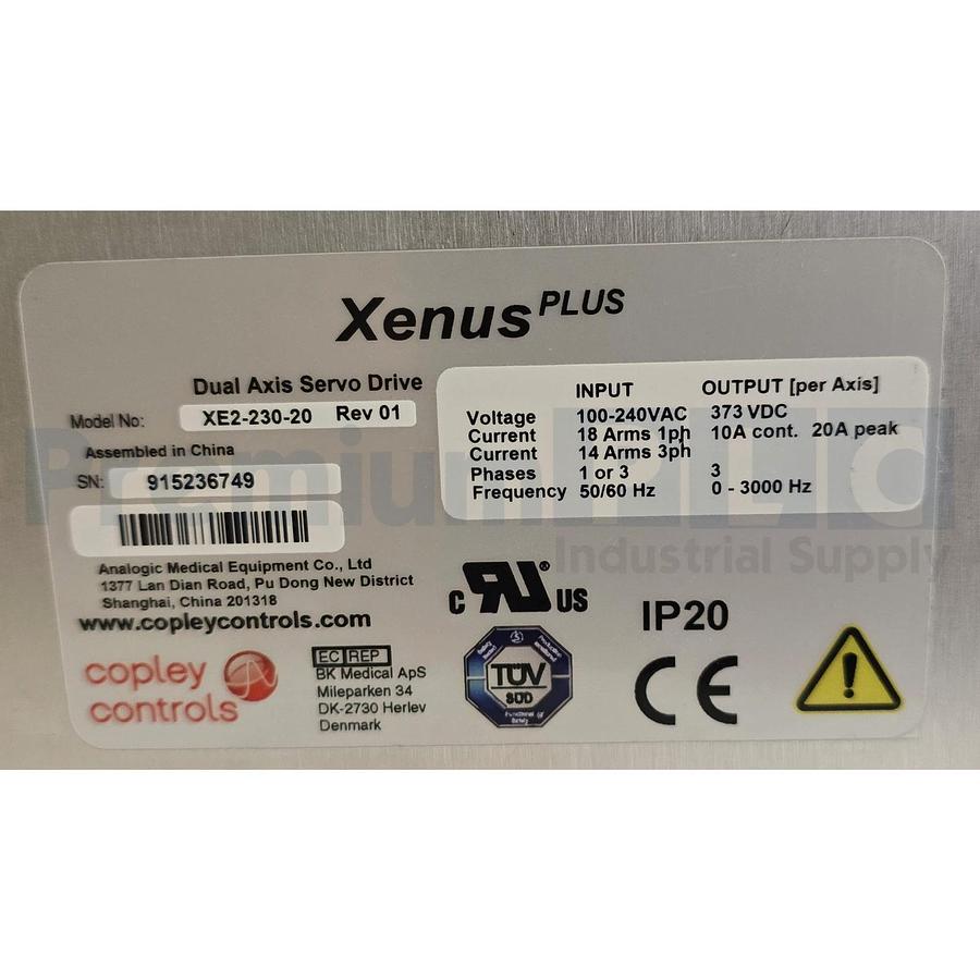 Used COPLEY CONTROLS: XE2-230-20 REV. 01 XENUS PLUS 2-AXIS EtherCAT SERVO DRIVE USPI