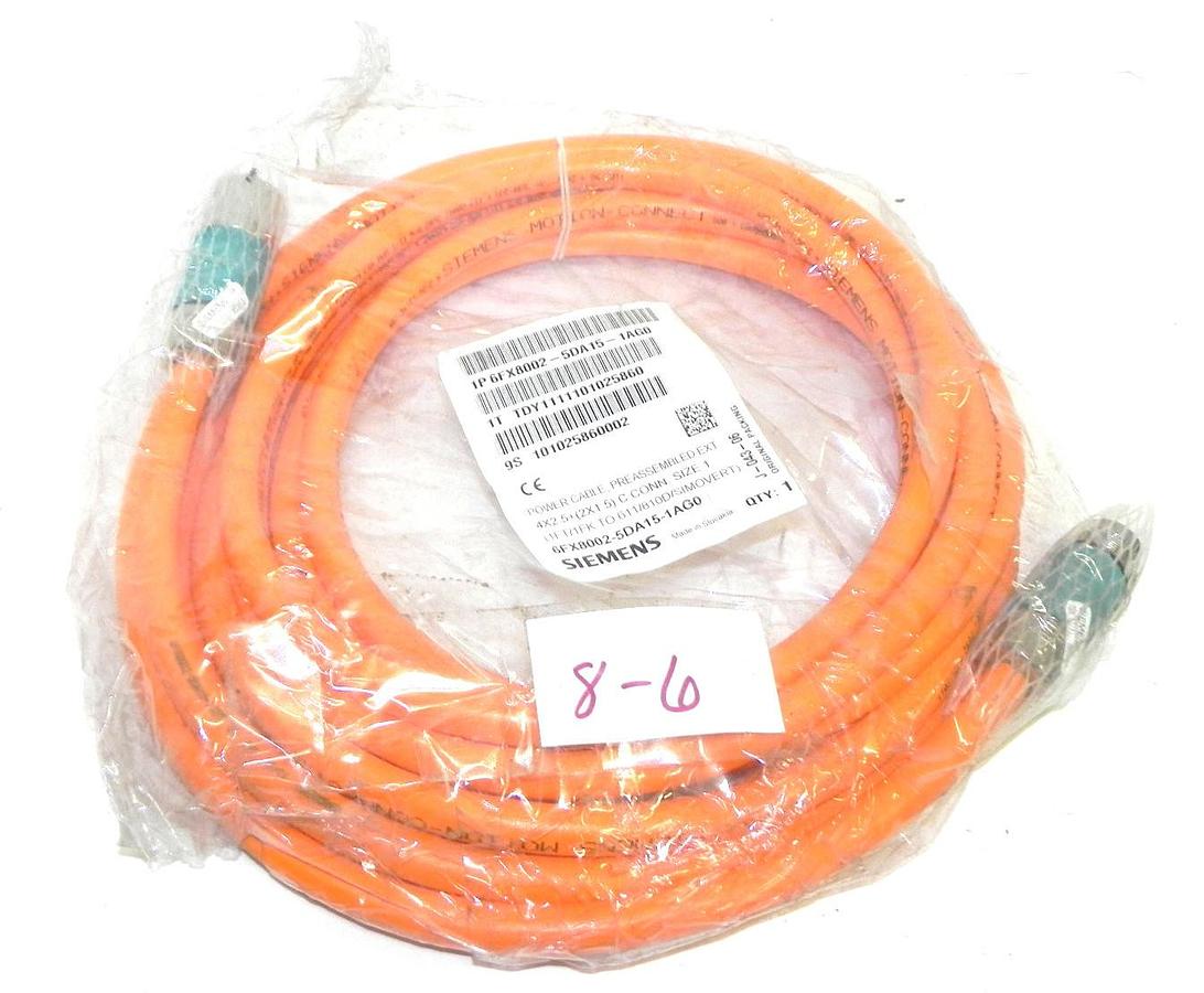 Used NEW SIEMENS 6FX8002-5DA15-1AG0 POWER CABLE 6M 6FX80025DA151AG0