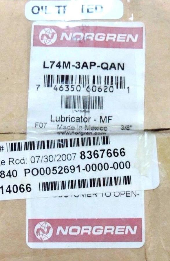 NIB NORGREN L74M-3AP-QAN LUBRICATOR 250PSIG, 17BAR, L74M3APQAN