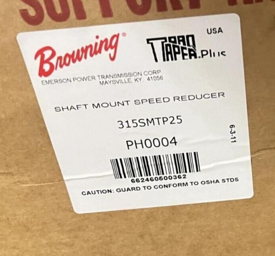 BROWNING 315SMTP-25 / 315SMPT25 SHAFT MOUNT SPEED REDUCER 25:1 P/N: PH0004 NSMP