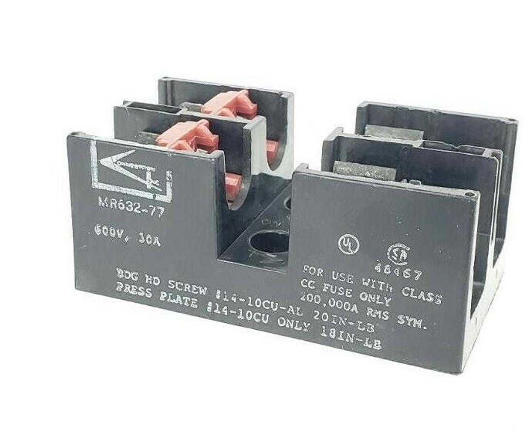 Used CONNECTRON MR632-77 FUSE BLOCK 30AMP, 2POLE, 600VAC, MR63277