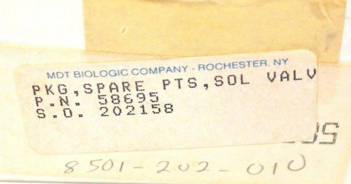 Used NIB MDT BIOLOGIC COMPANY 58695 SOLENOID VALVE REPAIR KIT