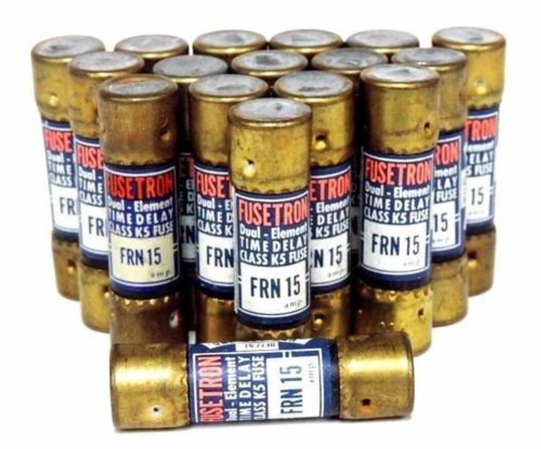Used LOT OF 17 BUSSMANN FUSETRON FRN-15 DUAL-ELEMENT TIME DELAY FUSES FRN15