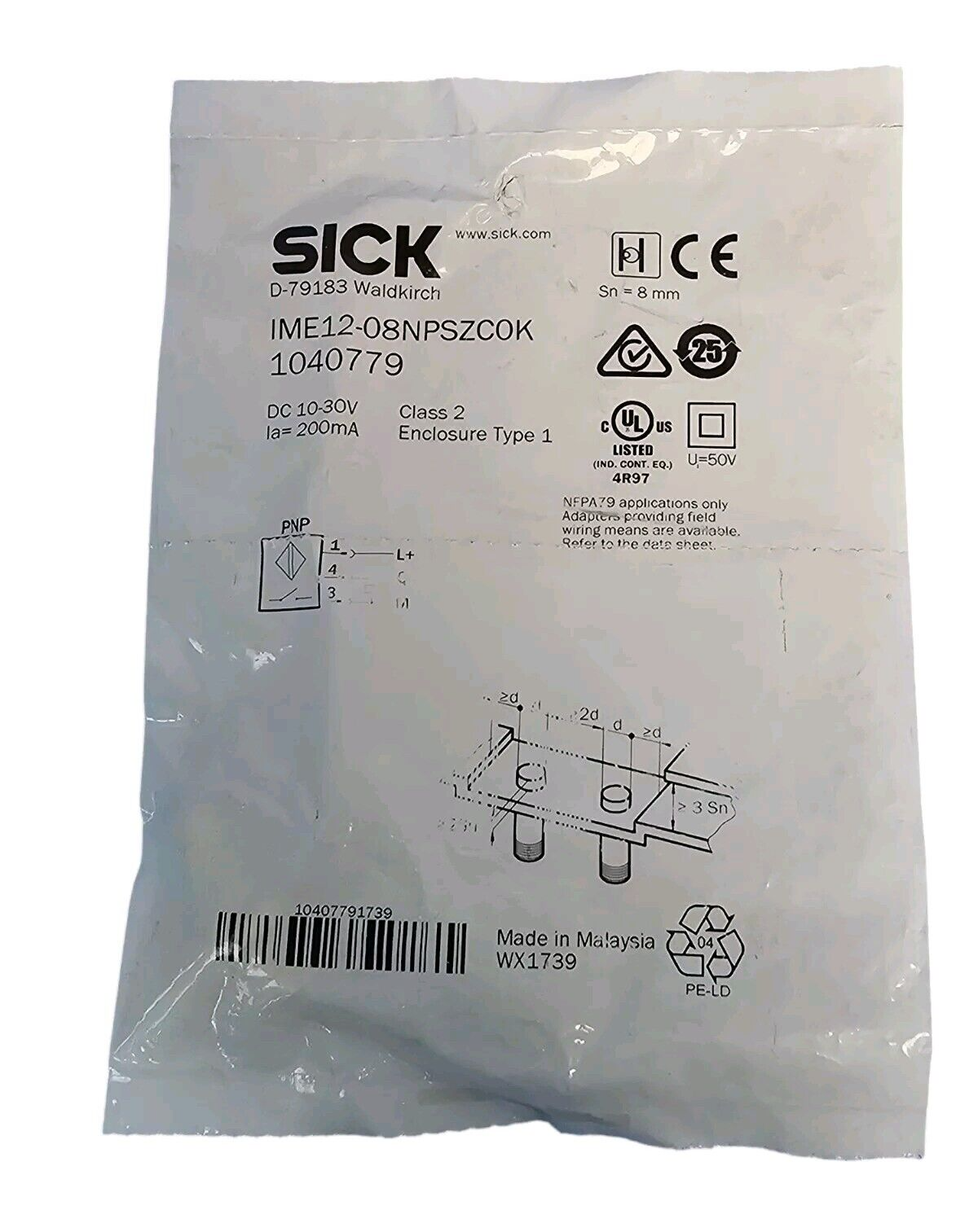NEW SICK IME12-08NPSZC0K PROXIMITY SENSOR 1040779