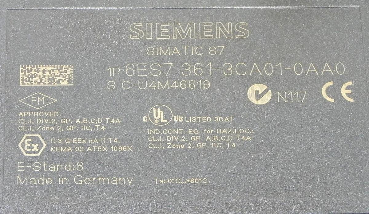 Used SIEMENS 6ES7-361-3CA01-0AA0 EXPANSION MODULE FOR RACK S7300 6ES73613CA010AA0