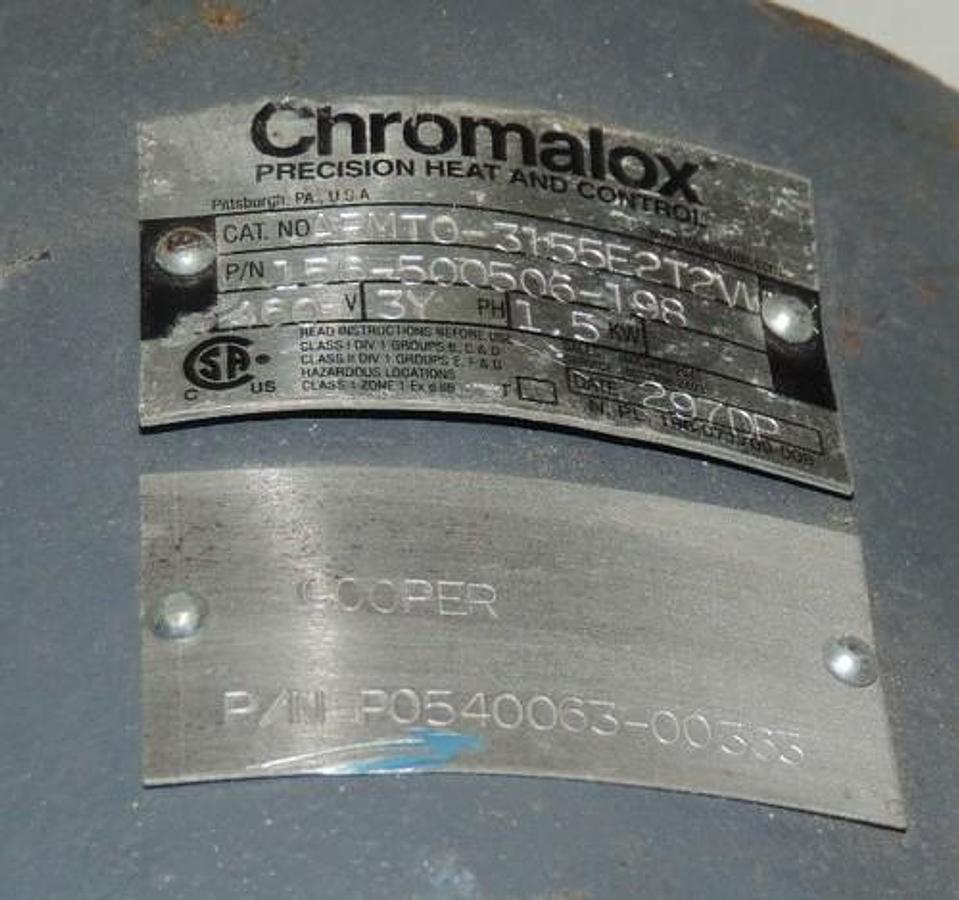 Used CHROMALOX ARMTO-3155E2T2VWXX IMMERSION HEATER, 160V, 3YPH, 1.5KW
