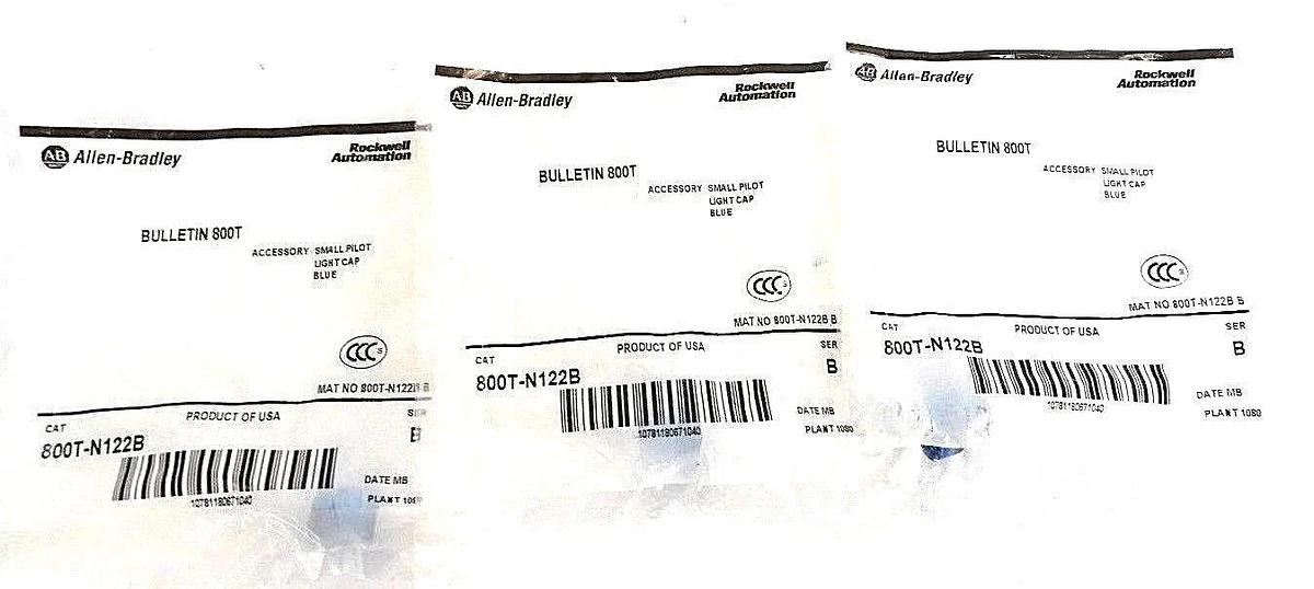 Used LOT OF 3 NEW ALLEN BRADLEY 800T-N122B SMALL PILOT LIGHT CAP BLUE SER. B