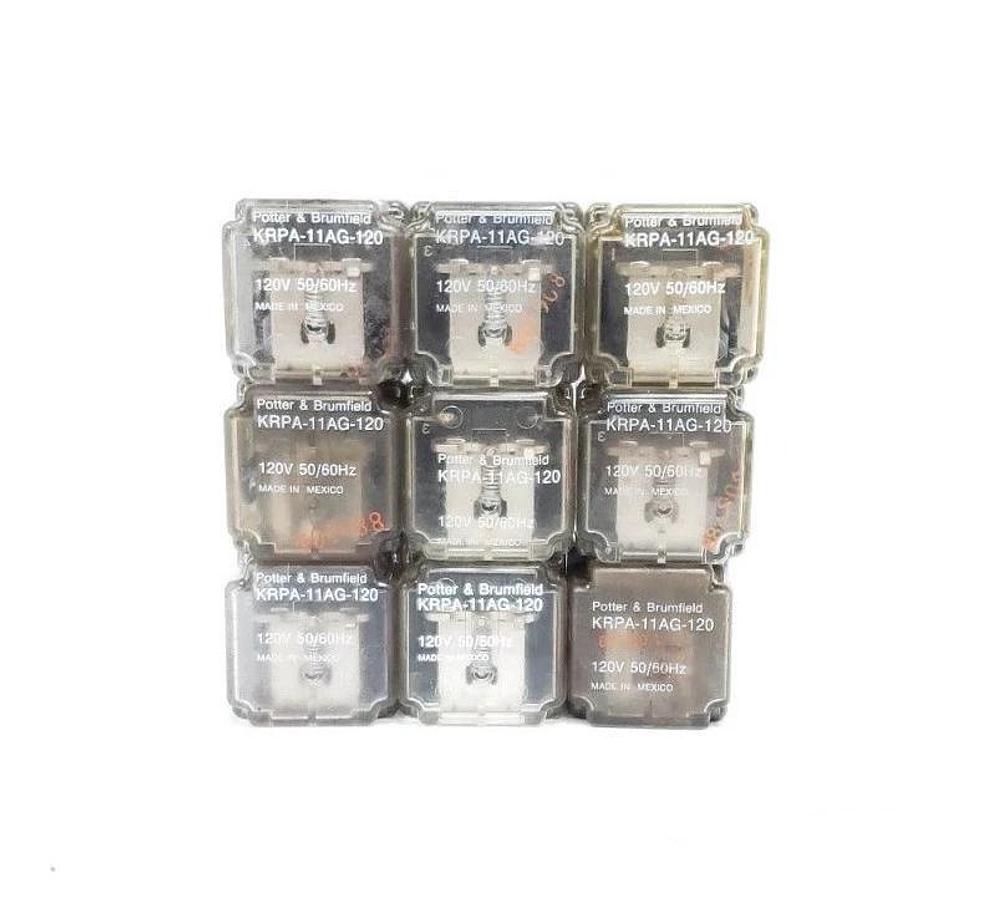 Used LOT OF 9 POTTER & BRUMFIELD KRPA-11AG-120 RELAYS KRPA11AG120, 120V, 50/60HZ