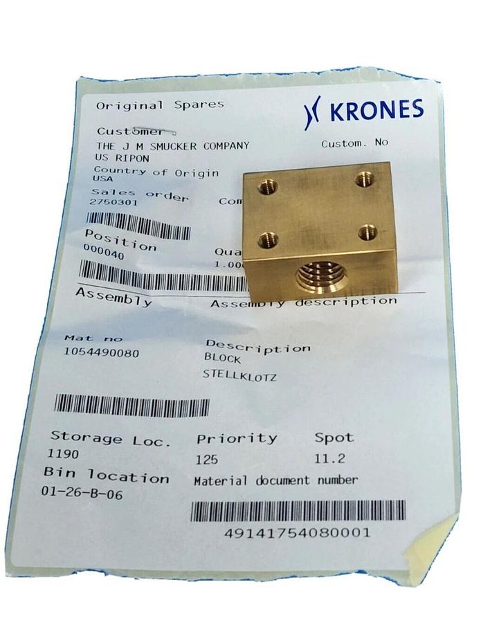 Used NEW KRONES 1-054-49-008-0 BLOCK 1054490080
