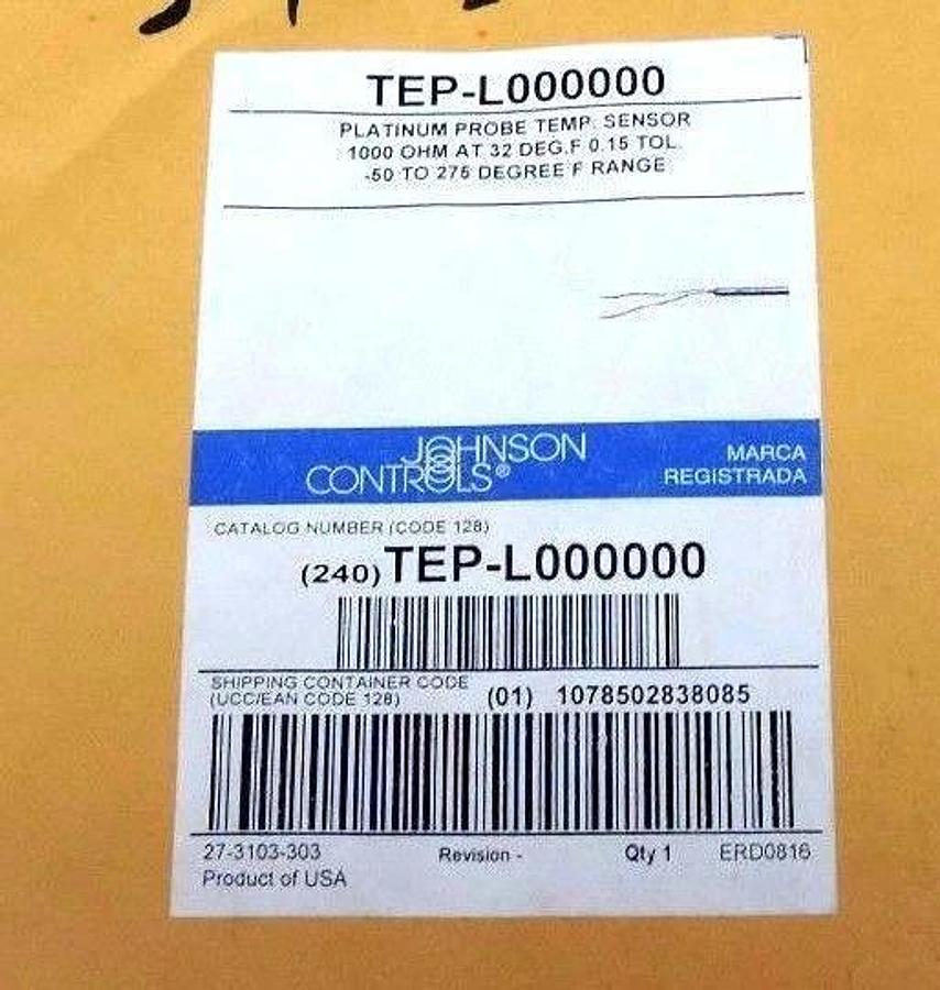Used NEW JOHNSON CONTROLS TEP-L000000 PLATINUM PROBE TEMP. SENSOR TEPL000000