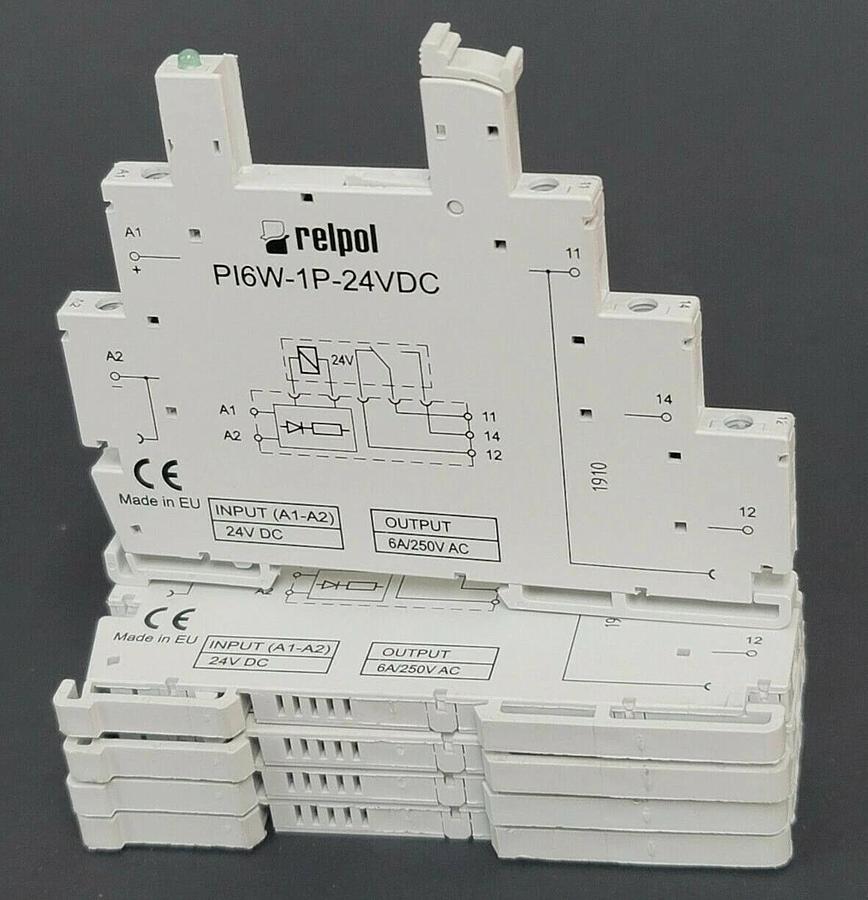 Used LOT OF 5 RELPOL PI6W-1P-24VDC RELAYS PI6W1P24VDC
