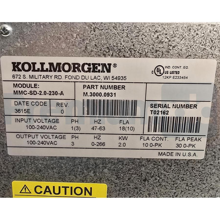 Used Kollmorgen MMC-SD-2.0-230-A Analog Smart Drive 2kW M.3000.0931 | MMC-SD-2.0-230