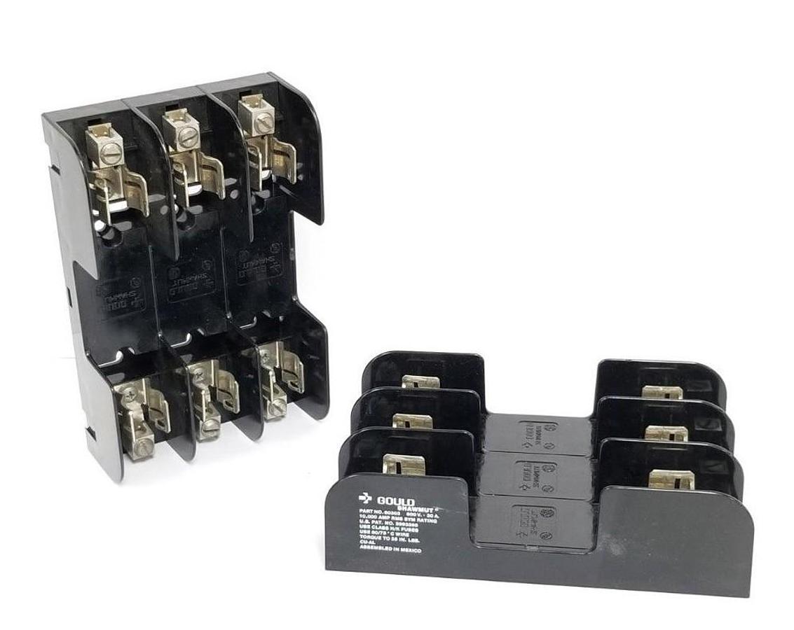 Used LOT OF 2 GOULD SHAWMUT 60303 FUSE HOLDERS 600V, 30A, 3P