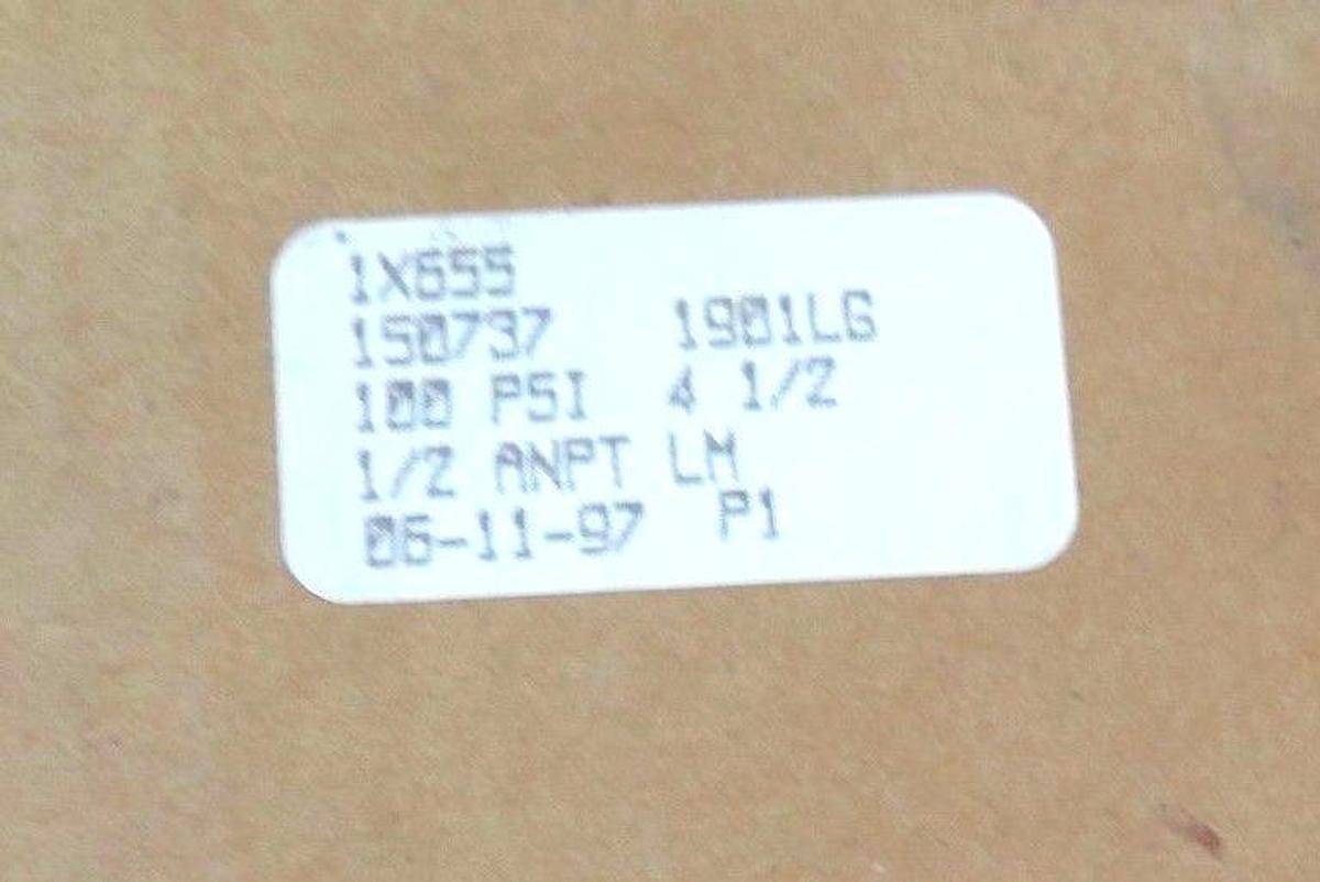 Used NIB USG 1X655 PRESSURE GAUGE 0-100PSI, 4 1/2'', 1901L, GLYCERIN, 1X655-2