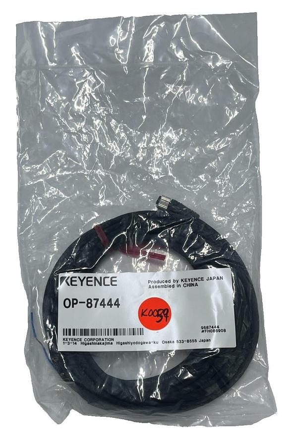 Keyence OP-87444 Panel/Monitor Power Cable 5M M8 4-Pin Straight to Strand Wire