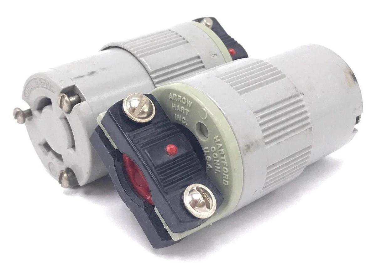 Used LOT OF 2 ARROW HART 15A, 250V TWIST LOCK RECEPTACLES