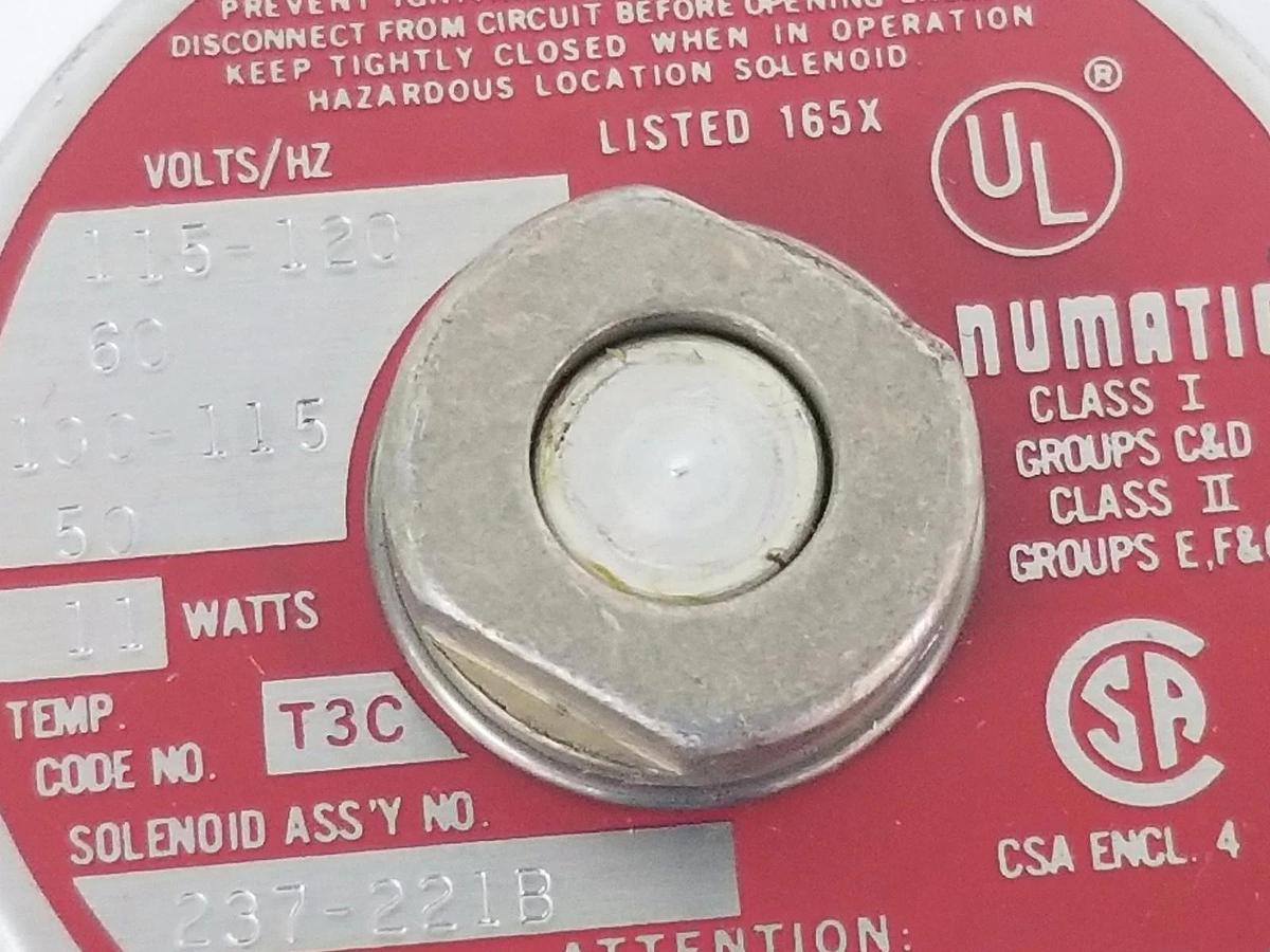 NEW NUMATICS 237-221B SOLENOID 115/120V, 60HZ, 11W, 237221B