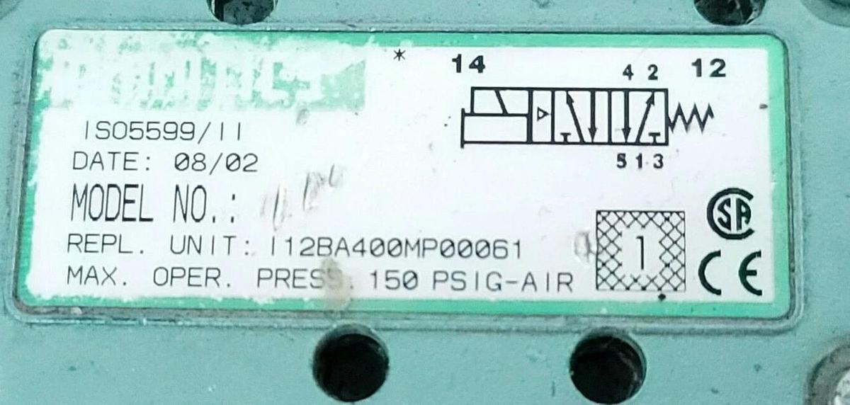 Used NUMATICS I12BA400MP00061 SOLENOID VALVE 150PSIG 236-384B 24VDC 4.0W COIL