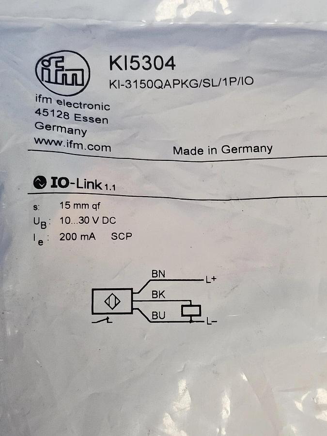 Used NEW IFM EFECTOR KI-3150QAPKG/SL/1P/IO CAPACITIVE SENSOR KI5304