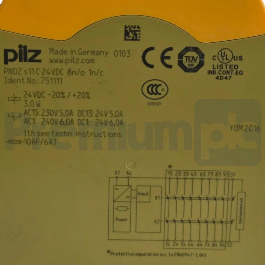 Pilz 751111 | PNOZ s11C 24VDC 8 n/o 1 n/c PNOZsigma Expansion Safety Relay NSNP