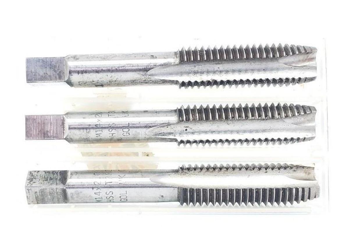 Used LOT OF 3 NEW GOLIATH M14X2 3FLT GH11 T302 SP/PT HAND TAPS M14X2.0 GH11 HSS T302
