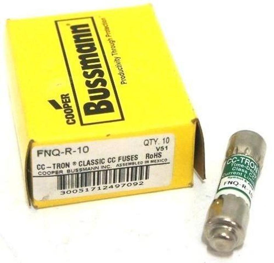 NIB COOPER BUSSMANN FNQ-R-10 CC-TRON CC FUSE (BOX OF 9)