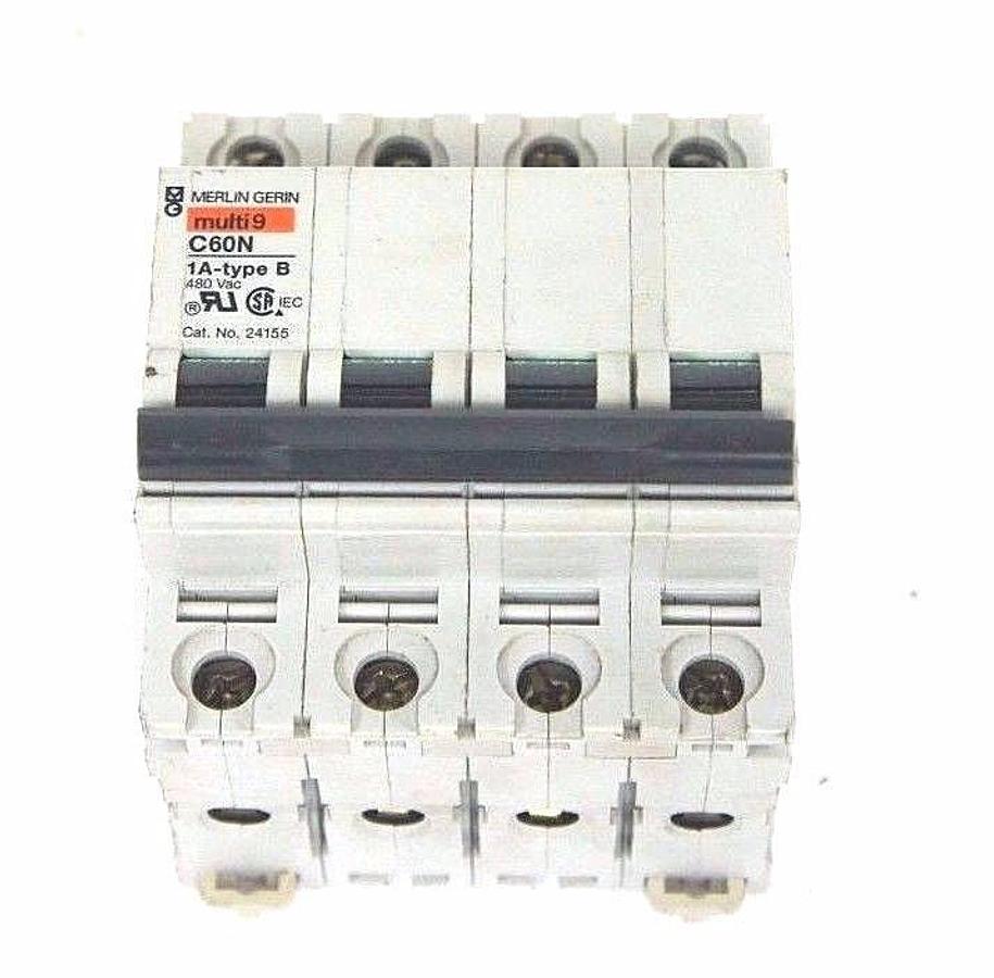 Used MERLIN GERIN MULTI 9 C60N CIRCUIT BREAKER CAT NO 24155, 1A-TYPE B, MG24155