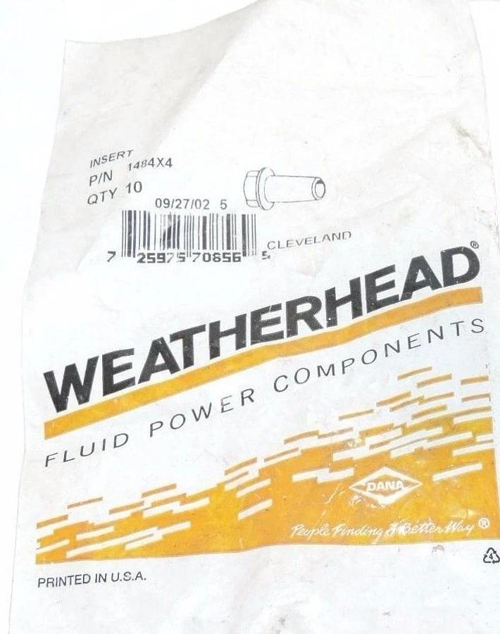 Used BAG OF 10 NEW WEATHERHEAD 1484X4 INSERTS TUBE SIZE 1/4'', PRESSURE 150 PSI