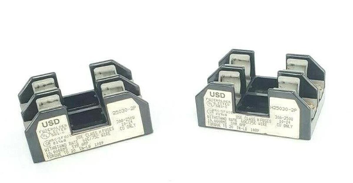 Used LOT OF 2 USD H25030-2P FUSE HOLDERS 30A-250V, H250302P
