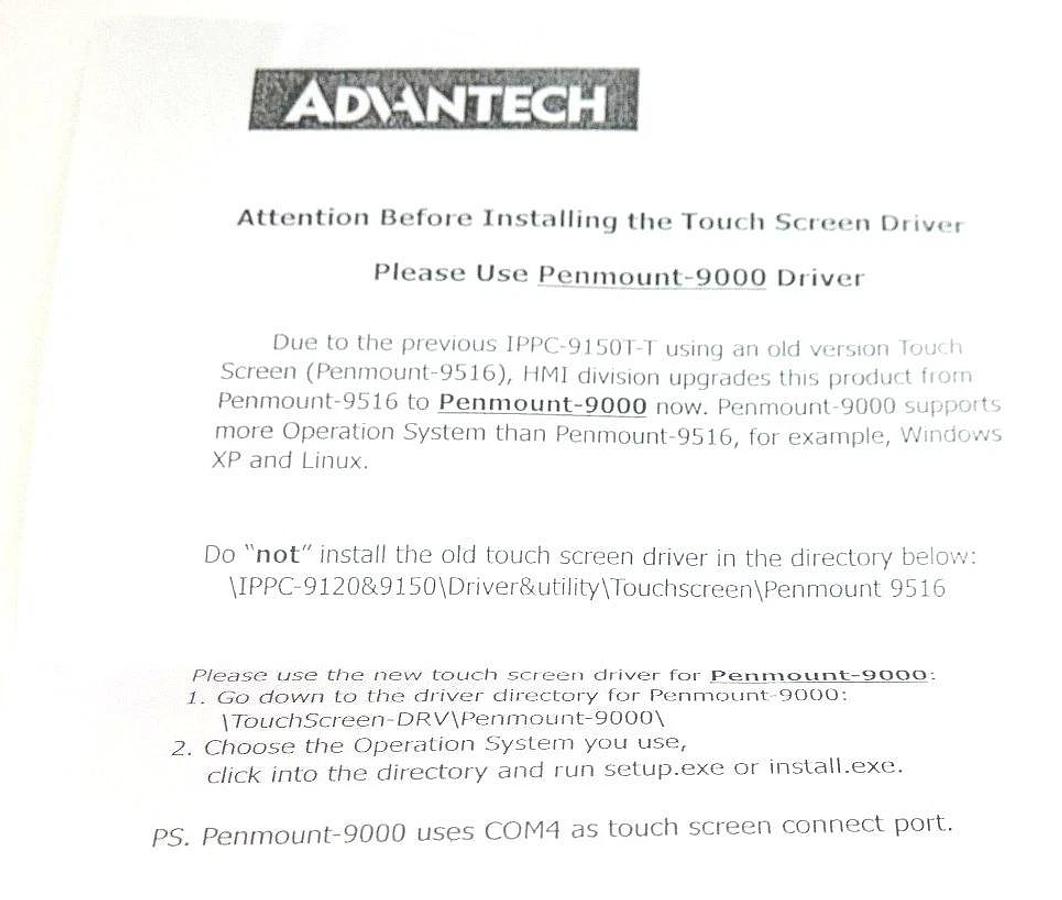 Used NEW ADVANTECH PENMOUNT 9000 TOUCHSCREEN DRIVER INSTALLATION KIT