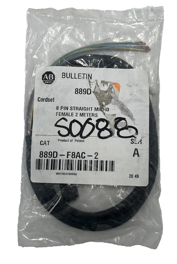 Allen-Bradley 889D-F8AC-2 Series A DC Micro Cordset M12 8-Pin 2m Yellow NSMP