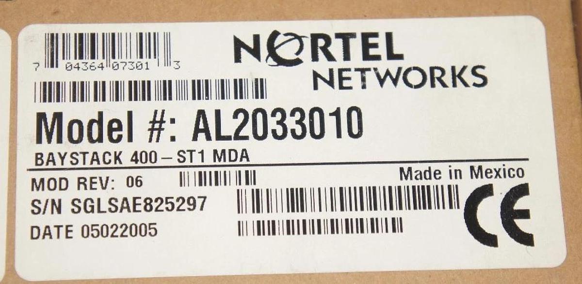 Used NIB NORTEL NETWORKS 303735-BR08 BAYSTACK 400-ST1 MDA, HDW 02, MOD REV 06