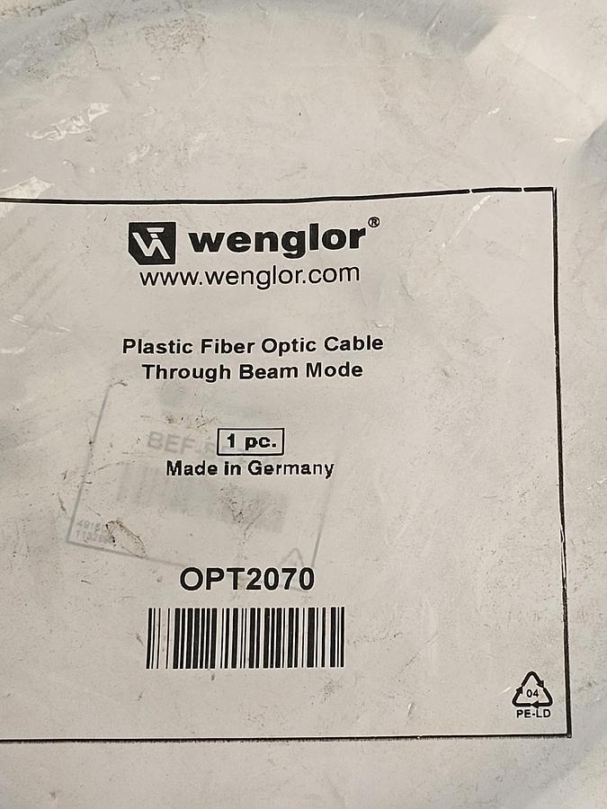 NEW WENGLOR OPT2070 PLASTIC FIBER OPTIC CABLE THROUGH BEAM MODE 2M LENGTH