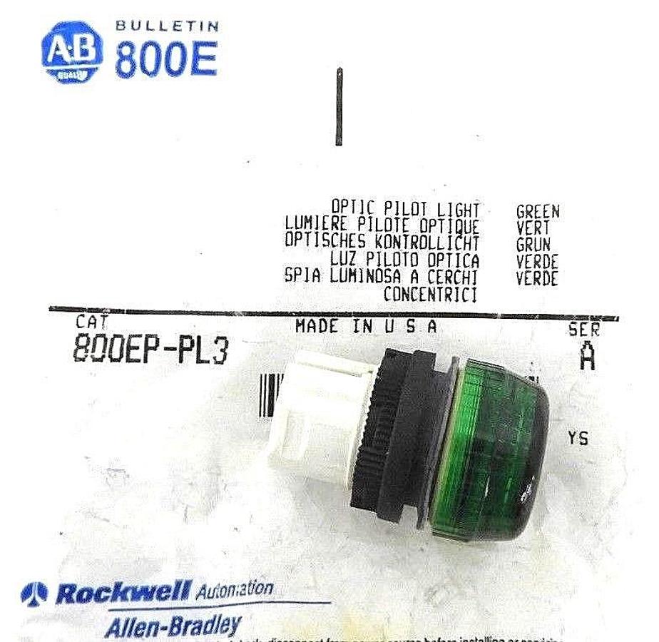 LOT OF 2 NEW ALLEN BRADLEY 800EP-PL3 GREEN OPTIC PILOT LIGHT 800EPPL3, SER. A