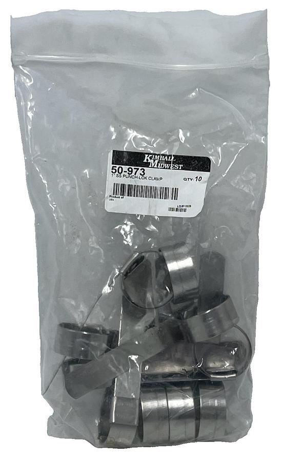 10 Pack Kimball Midwest 50-973 Stainless Steel Punch-Lok Clamps 1" ID x 5/8" W