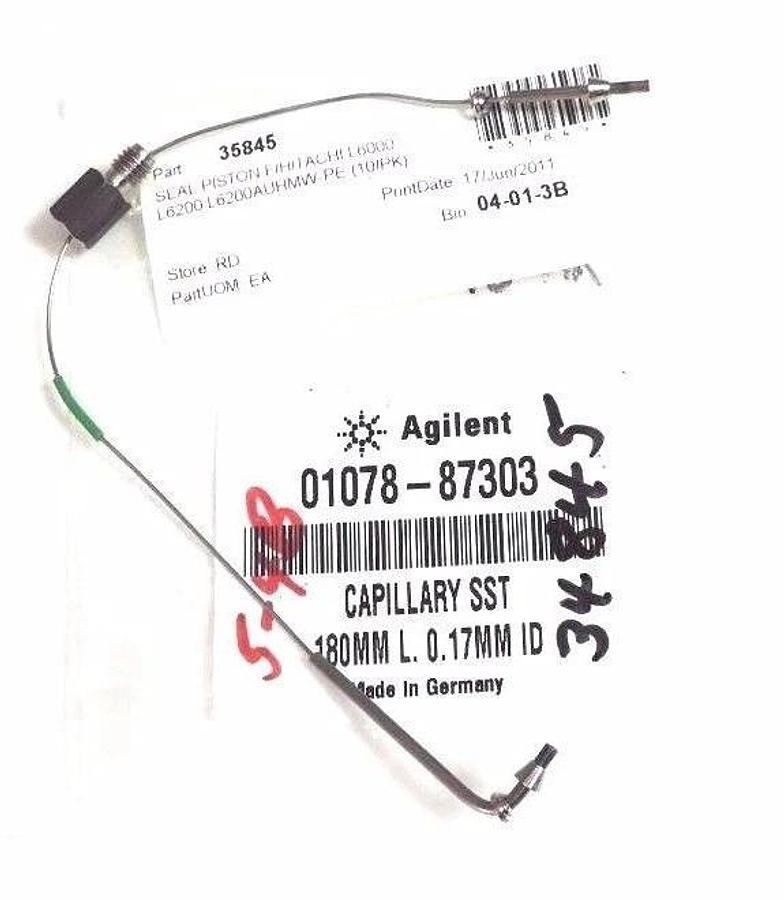 Used NEW AGILENT TECHNOLOGIES 01078-87303 CAPILLARY SST 180MM L. 0.17MM ID