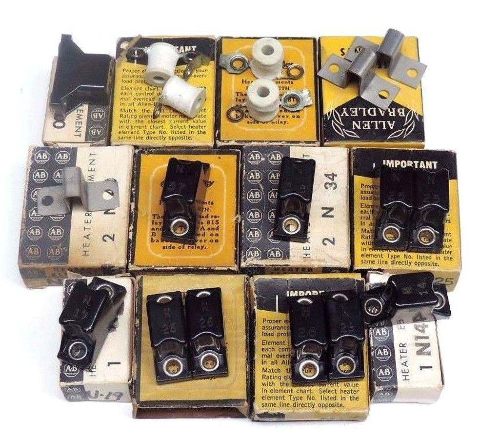 Used LOT OF 17 NIB ALLEN BRADLEY HEATER ELEMENTS N26, N19, N14, N40, N37, N38, N25
