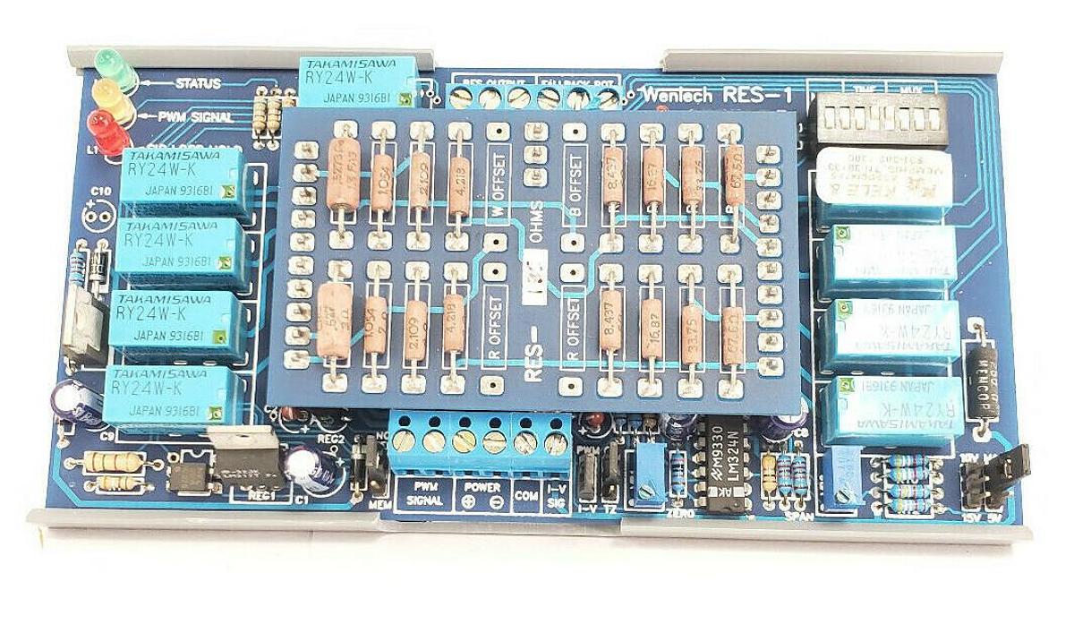 Used WENTECH RES-1 PC BOARD ASSEMBLY RESISTANCE TRANSDUCER RES1