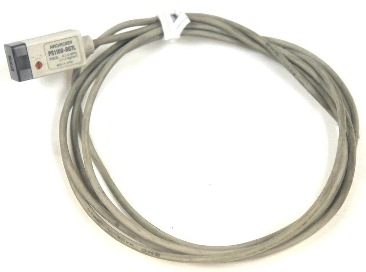 Used SMC AIRCHECKER PS1100-R07L PRESSURE SWITCH, PRESS. -0.1-0.4 MPA, 3 FT 7" LENGTH