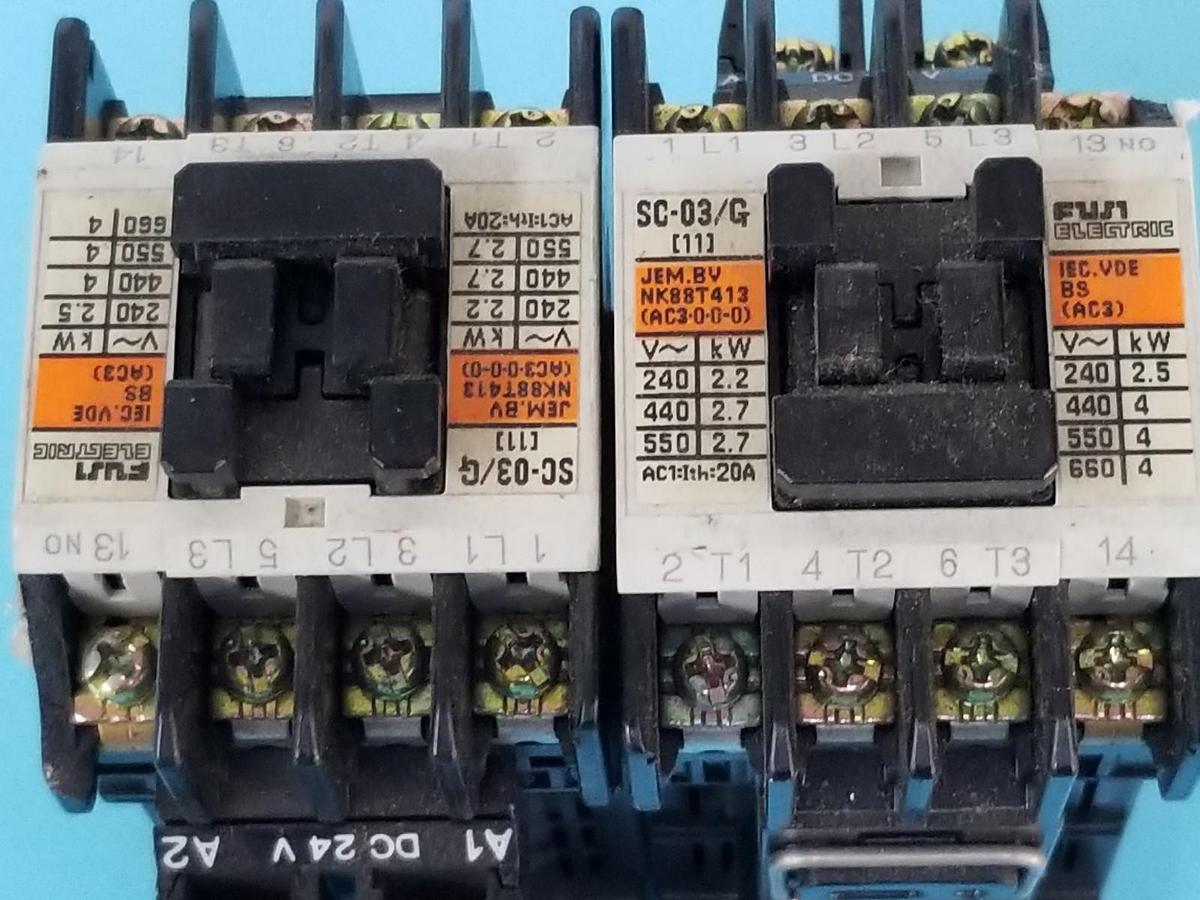 Used LOT OF 2 FUJI ELECTRIC SC-03/G CONTACTORS 11A, CAT NO 4GC0A, SC03G