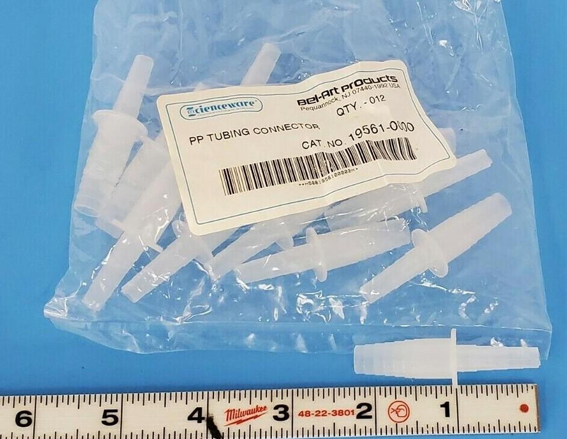 Used PACK OF 12 NEW BEL-ART SCIENCEWARE 19561-0000 1/4-3/8" STEPPED TUBING CONNECTORS