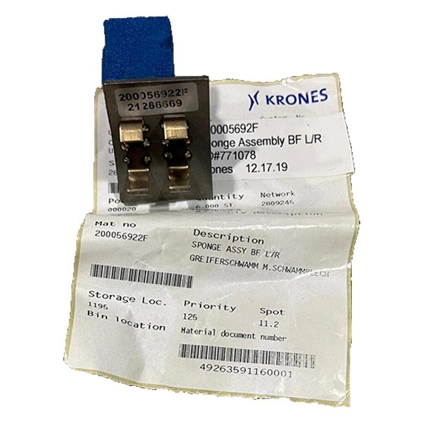 Used NEW KRONES 200056922F SPONGE ASSEMBLY BF L/R 21266669