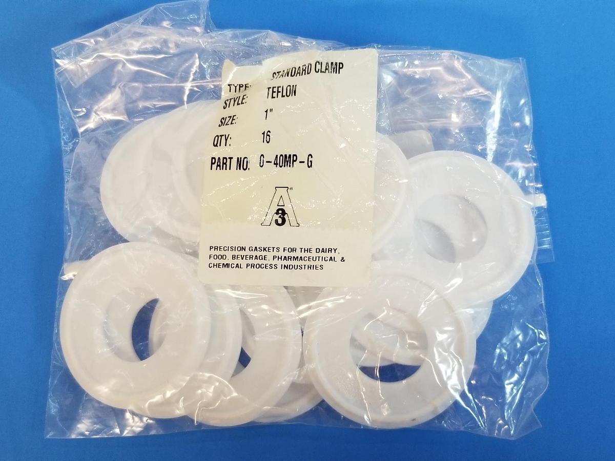 Used LOT OF 16 NEW PURESERVE SYSTEMS 0-40MP-G TEFLON GASKETS 040MPG, 1''