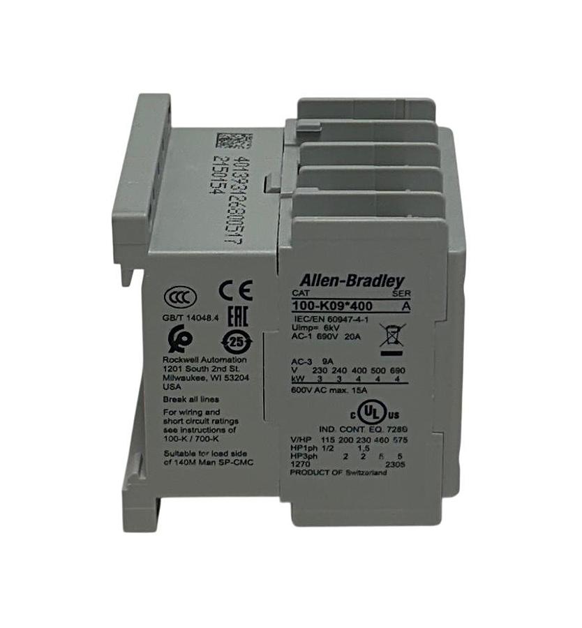 Used ALLEN BRADLEY 100-K09KF400 /A MINIATURE IEC CONTACTOR 230V 50/60Hz 9A NSMP
