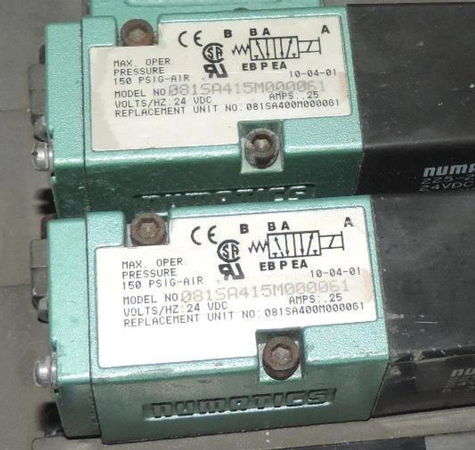 Used NUMATICS 081SS615M000048S61, 081SS615M048S61 SOLENOID VALVES W/ 081RS115J046F00