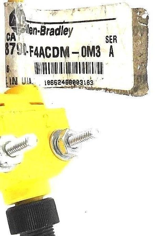 Used ALLEN BRADLEY 879D-F4ACDM-0M3 PHOTOSWITCH V CABLE SER A, 300V, 3A, 879DF4ACDM0M3