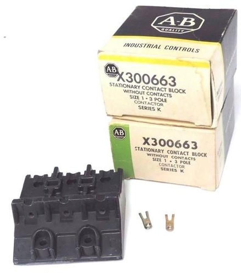 LOT OF 2 NIB ALLEN BRADLEY X300663 STATIONARY CONTACT BLOCKS SER. K SIZE 1
