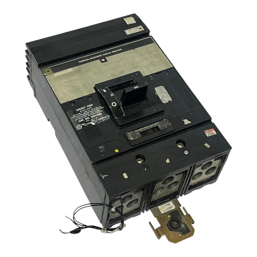 Used Square D MH36800 Circuit Breaker 3P 800A 600V w/ MA11021 Shunt Trip