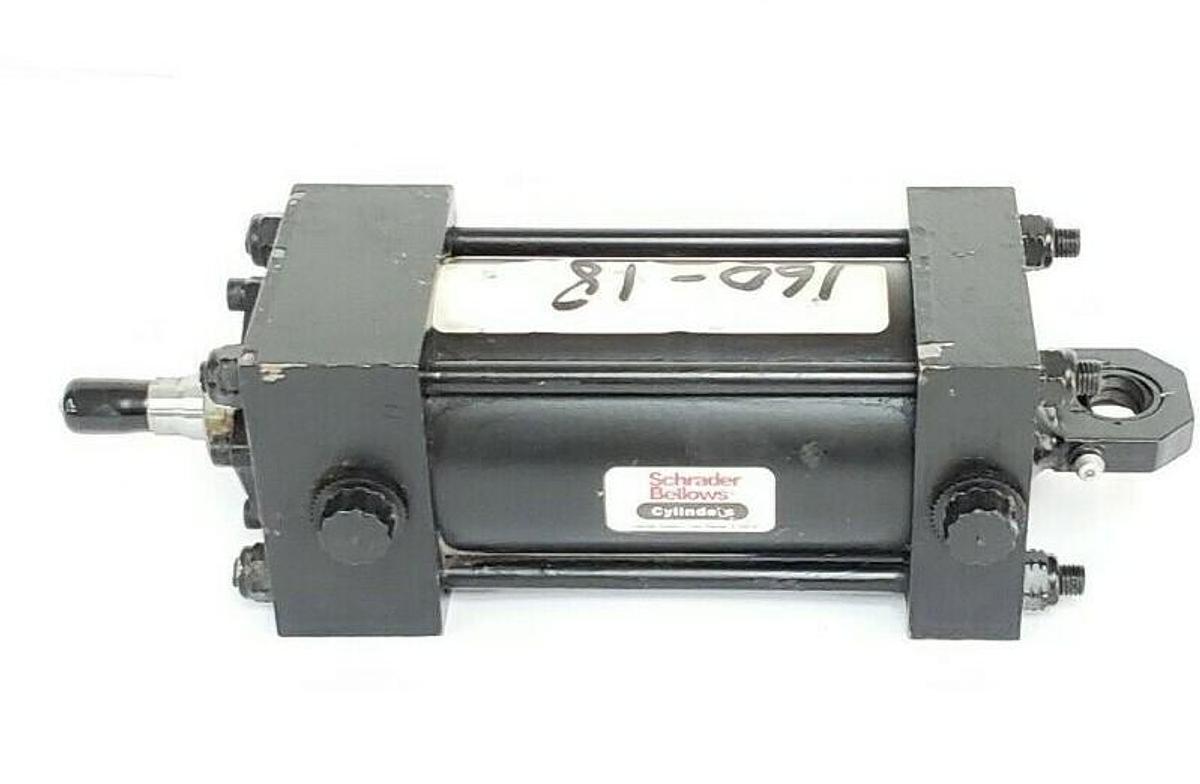 Used SCHRADER BELLOWS FAC109221 PNEUMATIC CYLINDER, 5.000" STROKE, 250PSI AIR
